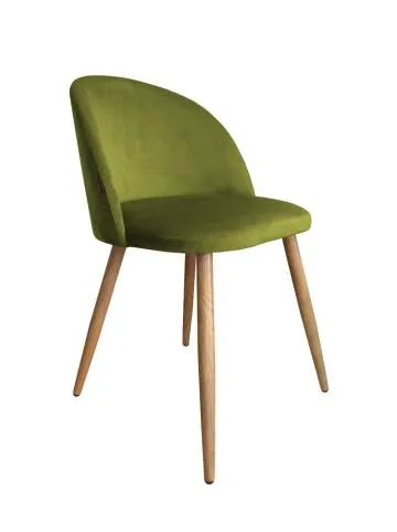 Krzesło CLAUDINE 2 BL VELVET oliwkowe/dąb