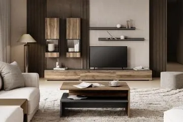 Stolik kawowy BAROS 100x60 orzech/czarny