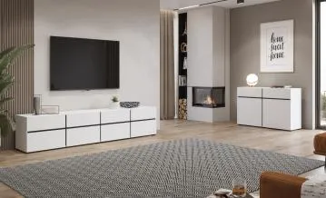 Szafka RTV CROSS 4K4S 225cm biała/czarna