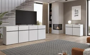 Komoda CROSS 4D4S 230cm biała/czarna