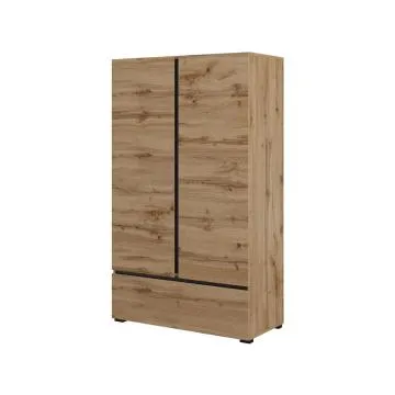 Komoda wysoka CROSS 2D1S 89cm dąb wotan/czarna