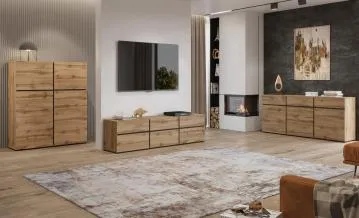 Szafka RTV CROSS 3K3S 180cm dąb wotan/czarna