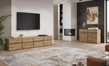 Szafka RTV CROSS 4K4S 225cm dąb wotan/czarna