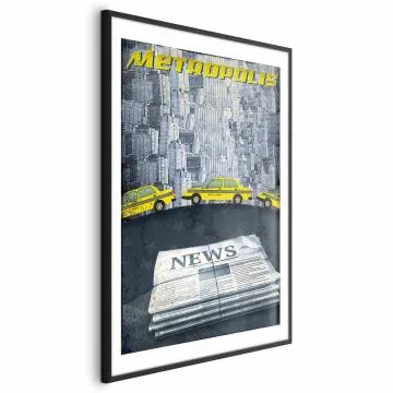 Plakat Metropolis 21x30 cm z ramą czarną z marginesem