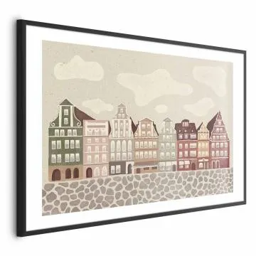Plakat Kolorowe Fasady 60x40 cm z ramą czarną z marginesem