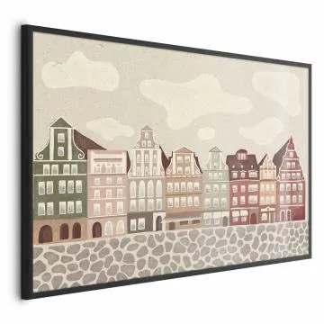 Plakat Kolorowe Fasady 60x40 cm z ramą czarną bez marginesu