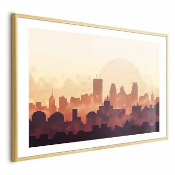 Plakat Żar miasta 90x60 cm z ramą złotą z marginesem