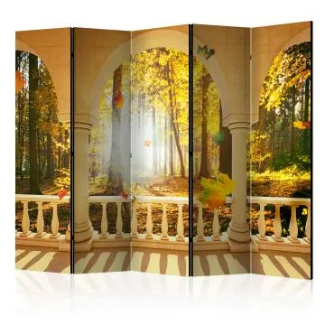Parawan akustyczny Pejzaże 225x172 cm 5-częściowy żółty