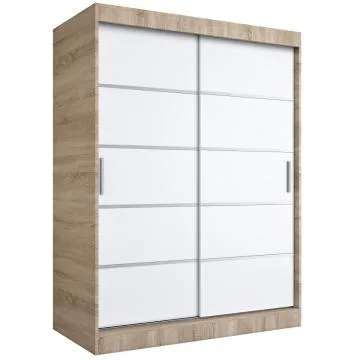 Szafa przesuwna MODUO COMFORT 150 dąb sonoma/biała mat z listwami