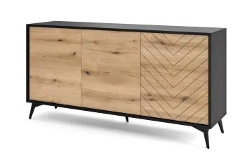 Komoda GALAXY 3D 154 cm czarna/dąb evoke