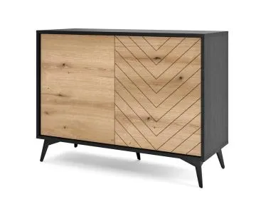 Komoda GALAXY 2D 104 cm czarna/dąb evoke