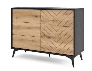 Komoda GALAXY 1D3S 104 cm czarna/dąb evoke