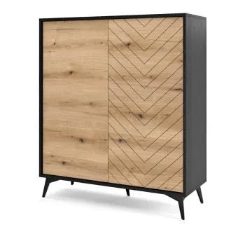 Komoda wysoka GALAXY 2D 104 cm czarna/dąb evoke