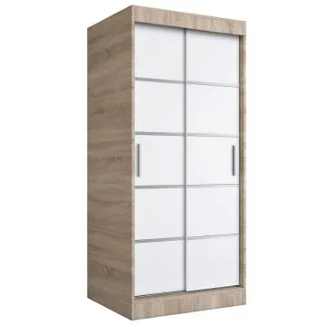 Szafa przesuwna MODUO COMFORT 90 dąb sonoma/biała mat z listwami