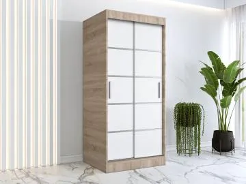Szafa przesuwna MODUO COMFORT 90 dąb sonoma/biała mat z listwami