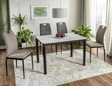 Stół DAMAR 100x60 biały marmur/czarny mat