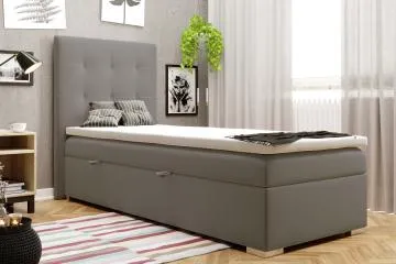 Łóżko kontynentalne JAGULA 90x200 bordowe velvet z pojemnikiem