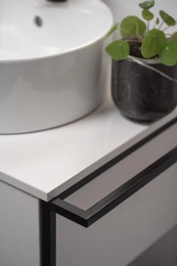 Blat łazienkowy kompaktowy 60 cm biały struktura kamienia