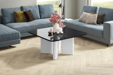 Stolik kawowy DIVERSO 80x80 czarny połysk/biały połysk
