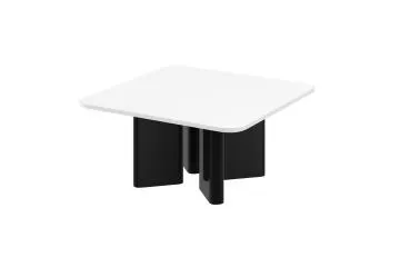 Stolik kawowy DIVERSO 80x80 biały mat/czarny mat
