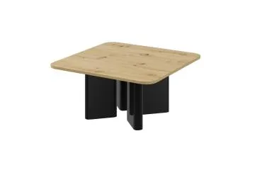 Stolik kawowy DIVERSO 80x80 dąb artisan/czarny połysk