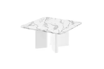 Stolik kawowy DIVERSO 80x80 biały marmur połysk/biały połysk
