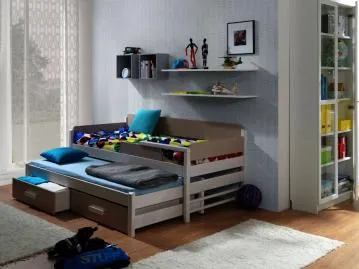 Łóżko dziecięce ONEGA 180x80 dwuosobowe szare/truflowe