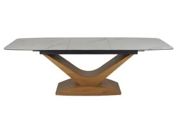 Stół rozkładany DOLCE CERAMIC 180(240)x95 biały marmur/ dąb