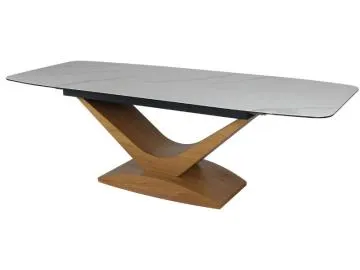 Stół rozkładany DOLCE CERAMIC 180(240)x95 biały marmur/ dąb