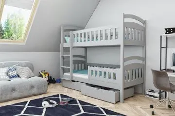 Łóżko piętrowe HOLSA 180x80 szare