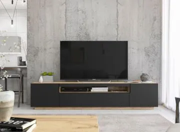 Szafka RTV 200 NOLA 2 dąb artisan/czarny mat