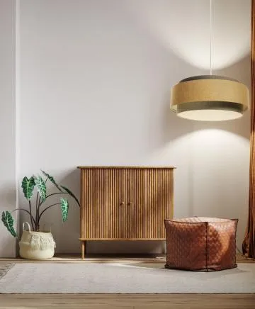 Lampa wisząca ERUTAN DUDU RATTAN szara/beżowa