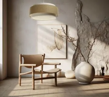 Lampa wisząca ERUTAN DUDU RATTAN kremowa/żółta