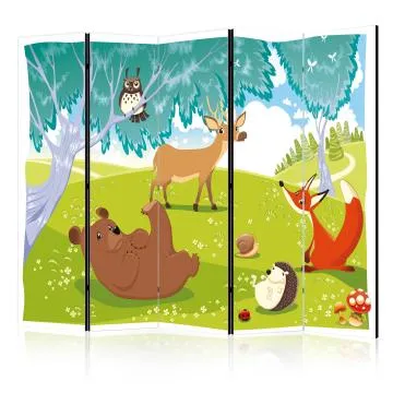 Parawan dwustronny Dla dzieci 225x172 cm 5-częściowy wielokolorowy
