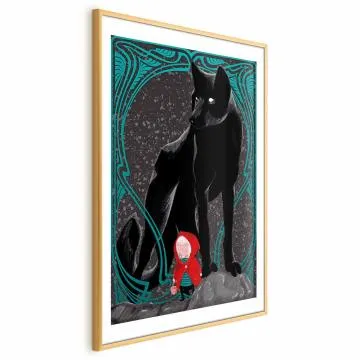 Plakat Czerwony kapturek 29,7x42 cm z ramą złotą z marginesem