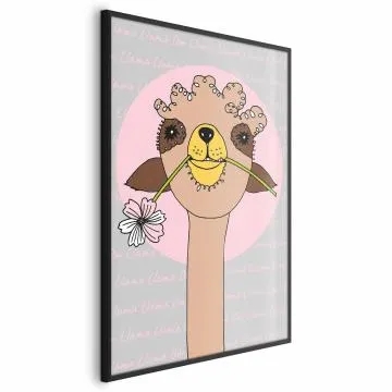 Plakat Wesoła lama 29,7x42 cm z ramą czarną bez marginesu