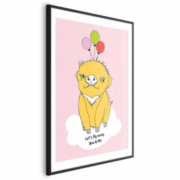 Plakat Podniebna świnka 60x90 cm z ramą czarną z marginesem