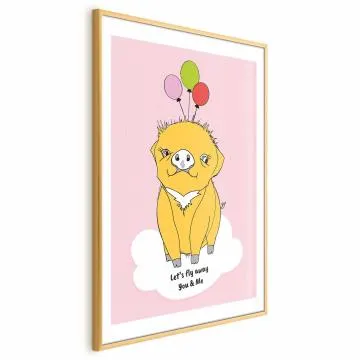Plakat Podniebna świnka 40x60 cm z ramą złotą z marginesem