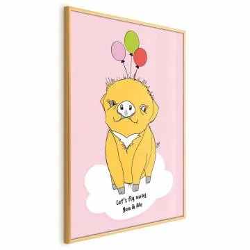Plakat Podniebna świnka 40x60 cm z ramą złotą bez marginesu