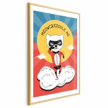 Plakat Szanowny kot 21x30 cm z ramą złotą z marginesem