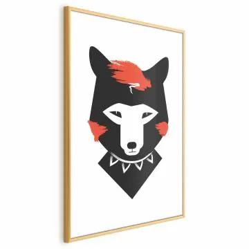 Plakat Grzeczny lisek 40x60 cm z ramą złotą z marginesem