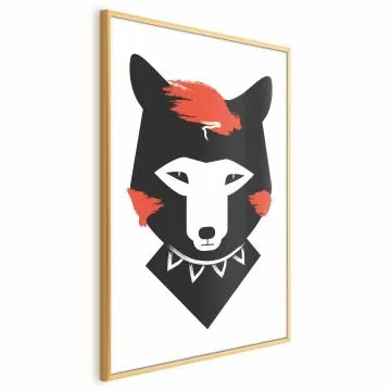 Plakat Grzeczny lisek 40x60 cm z ramą złotą bez marginesu