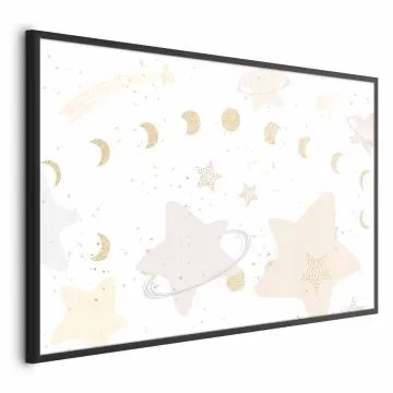 Plakat Księżyc i gwiazdy 90x60 cm z ramą czarną bez marginesu