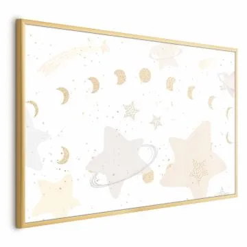 Plakat Księżyc i gwiazdy 42x29,7 cm z ramą złotą bez marginesu