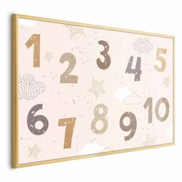 Plakat Cyferki 60x40 cm z ramą złotą bez marginesu