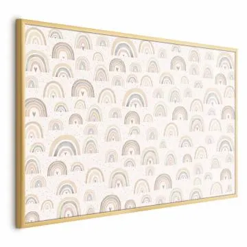Plakat Tęcze i serca 60x40 cm z ramą złotą bez marginesu