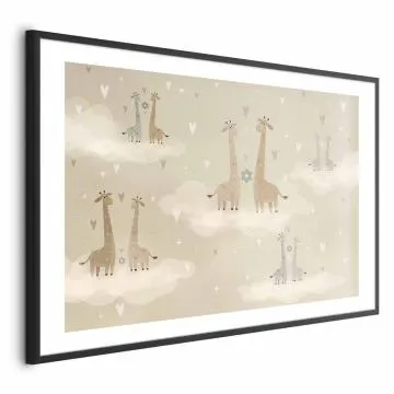 Plakat Zakochane żyrafy 60x40 cm z ramą czarną z marginesem