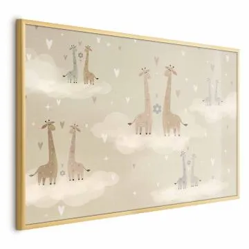 Plakat Zakochane żyrafy 60x40 cm z ramą złotą bez marginesu