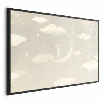 Plakat Myszka na księżycu 42x29,7 cm z ramą czarną bez marginesu