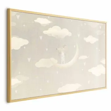 Plakat Myszka na księżycu 42x29,7 cm z ramą złotą bez marginesu